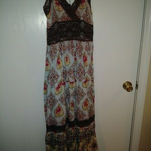 Boho style v-neck strapless dress